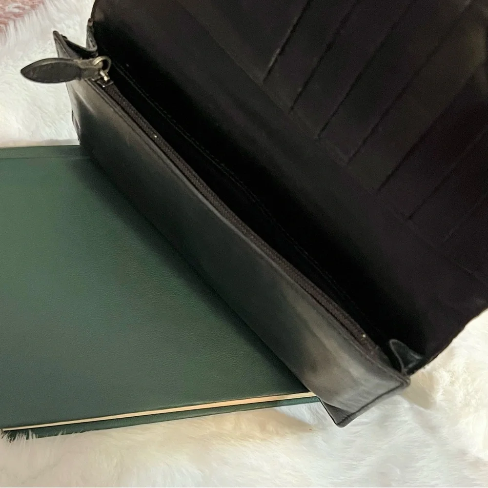 Christian Dior Trotter Long Wallet Bifold Black Canvas Leather